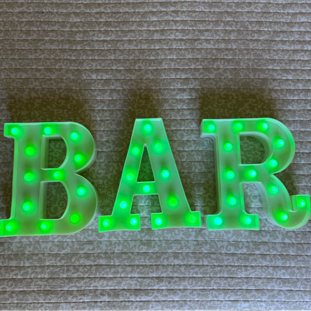 BAR - Led Light Up Marquee Letter Lights - Battery Powered with Remote and Timer